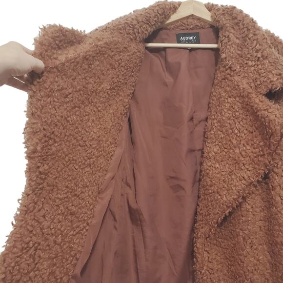 Audrey 3plus1 | Teddy Bear Super Soft Cozy Open Front Jacket with Pockets - Picture 2 of 9